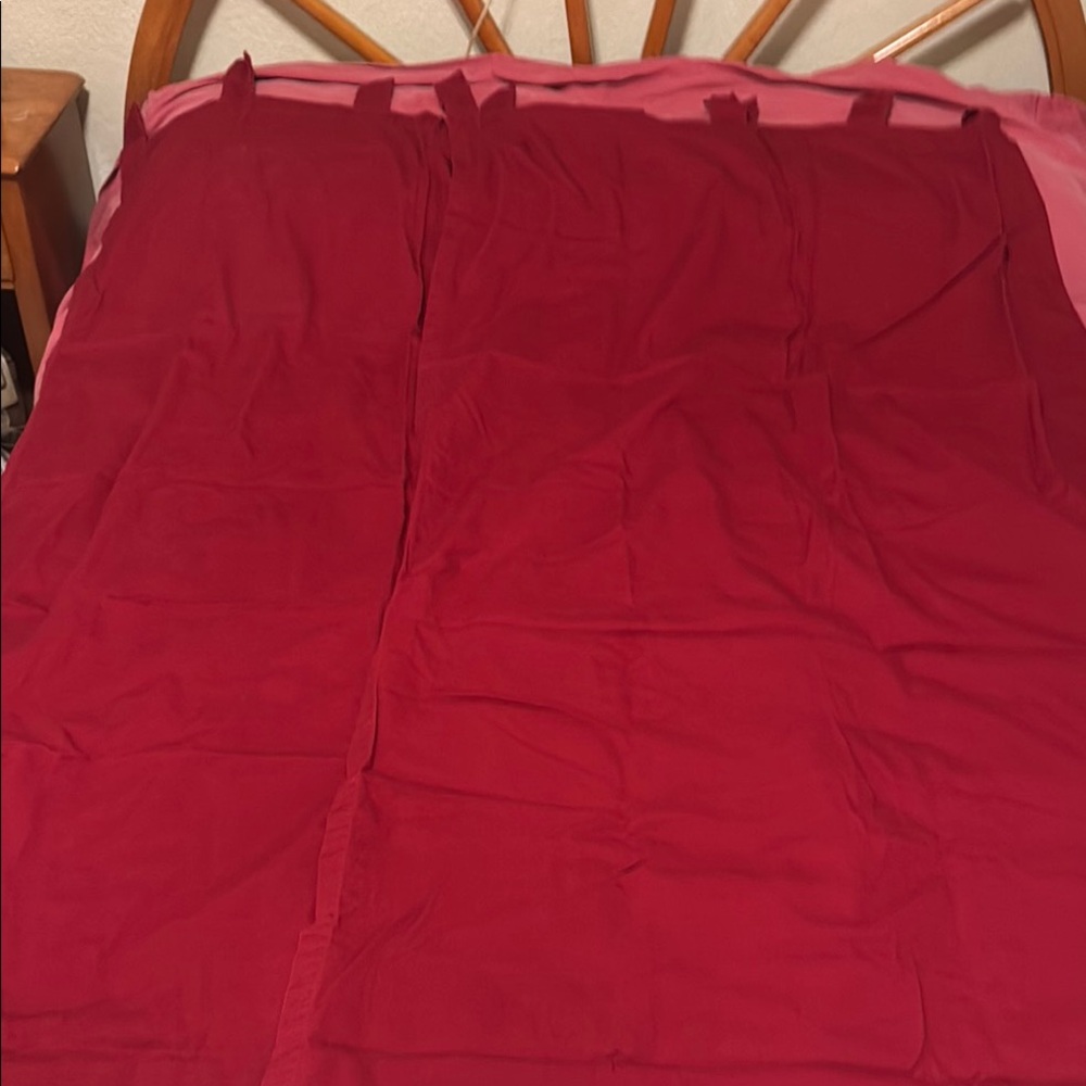 Mainstays Red Cotton Fabric Long Drape Panels 2  with 6 Hang Loops